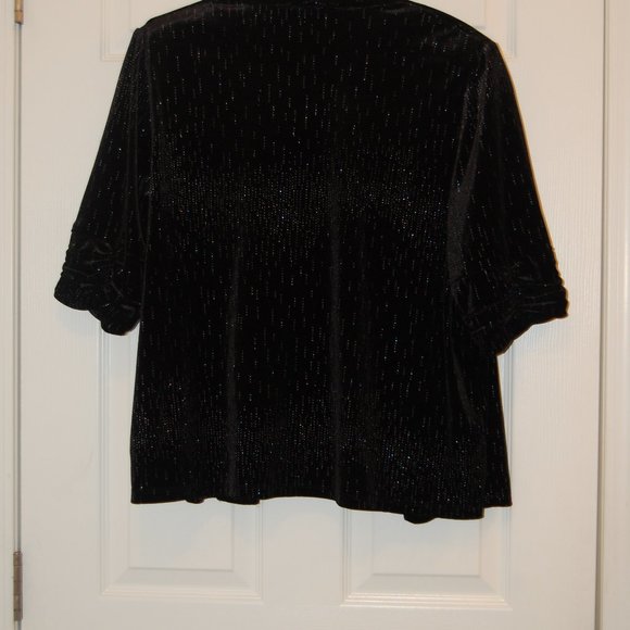 TAN JAY  Women's Black/Silver Velour Jacket Size Large Petite - Picture 5 of 9